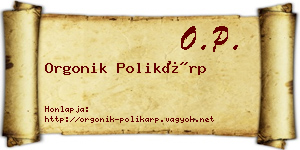 Orgonik Polikárp névjegykártya